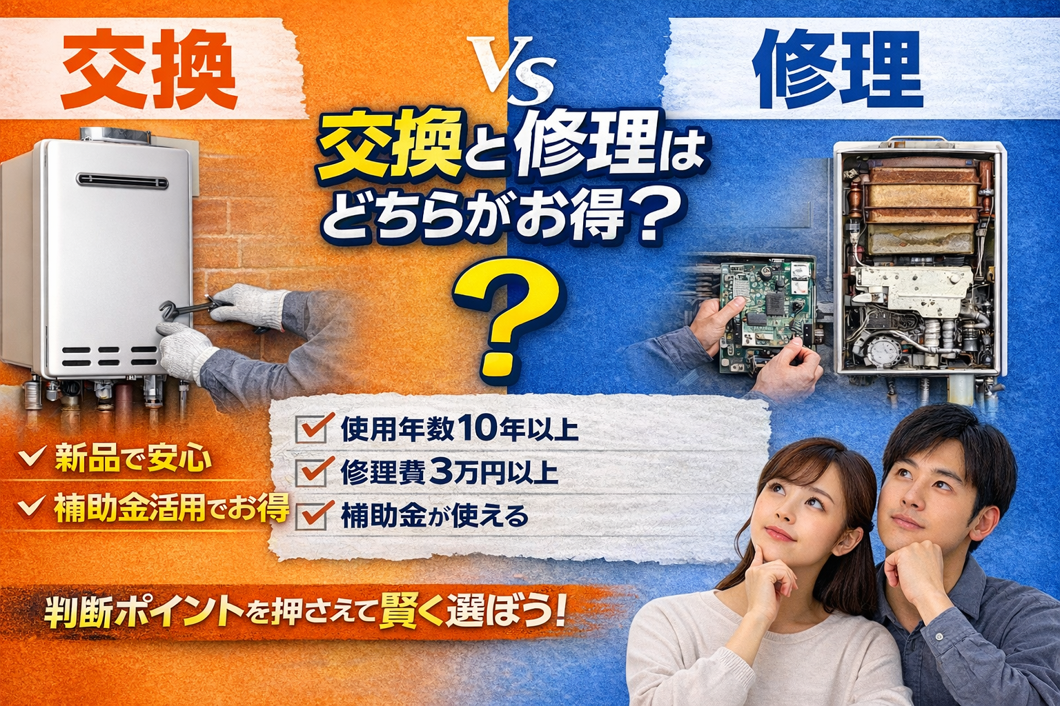 給湯器の交換と修理はどちらがお得？判断基準を教えて